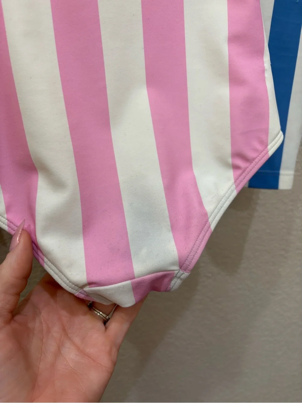 Mini Boden Long-Sleeved Swimsuit Pastel Stripes Sz 5-6Y Coastal Preppy